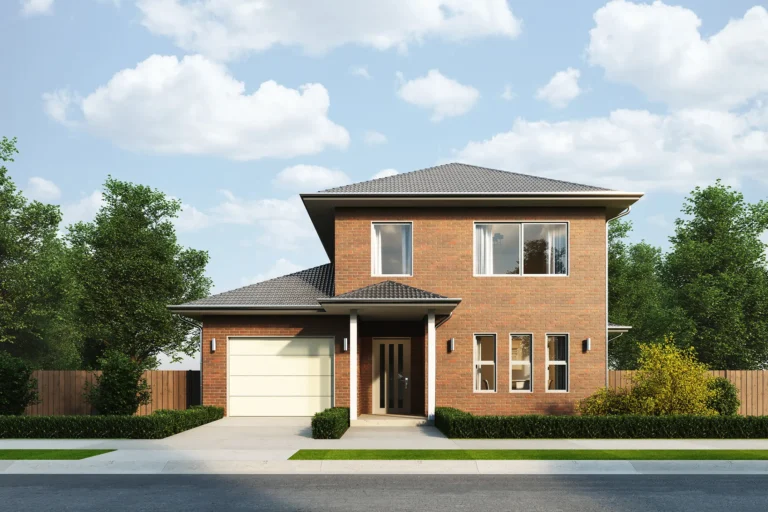 3D Architectural Rendering of a mordern house with small garage showcasing exterior natural lighting with affordable 3D Rendering price options