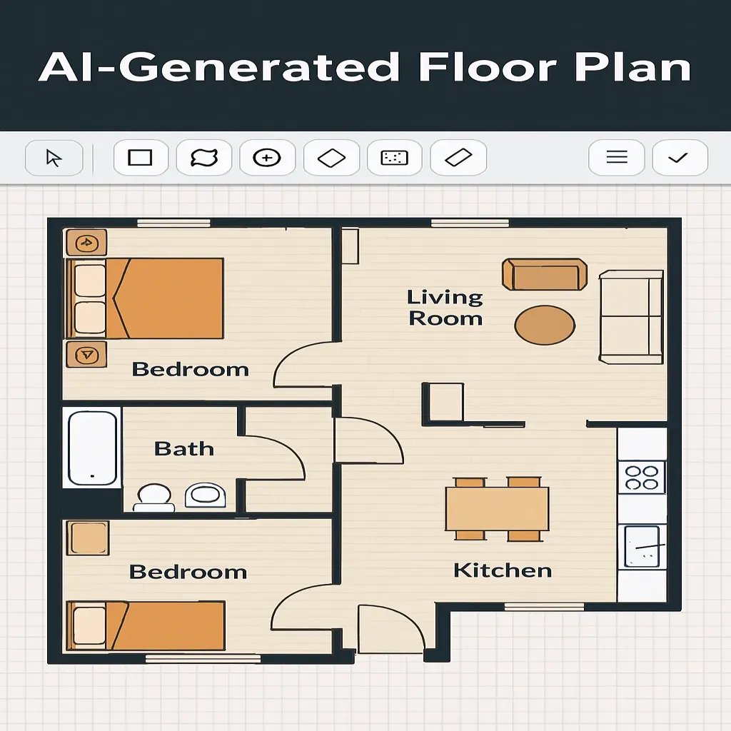 Sample AI-generated floor plan using design software